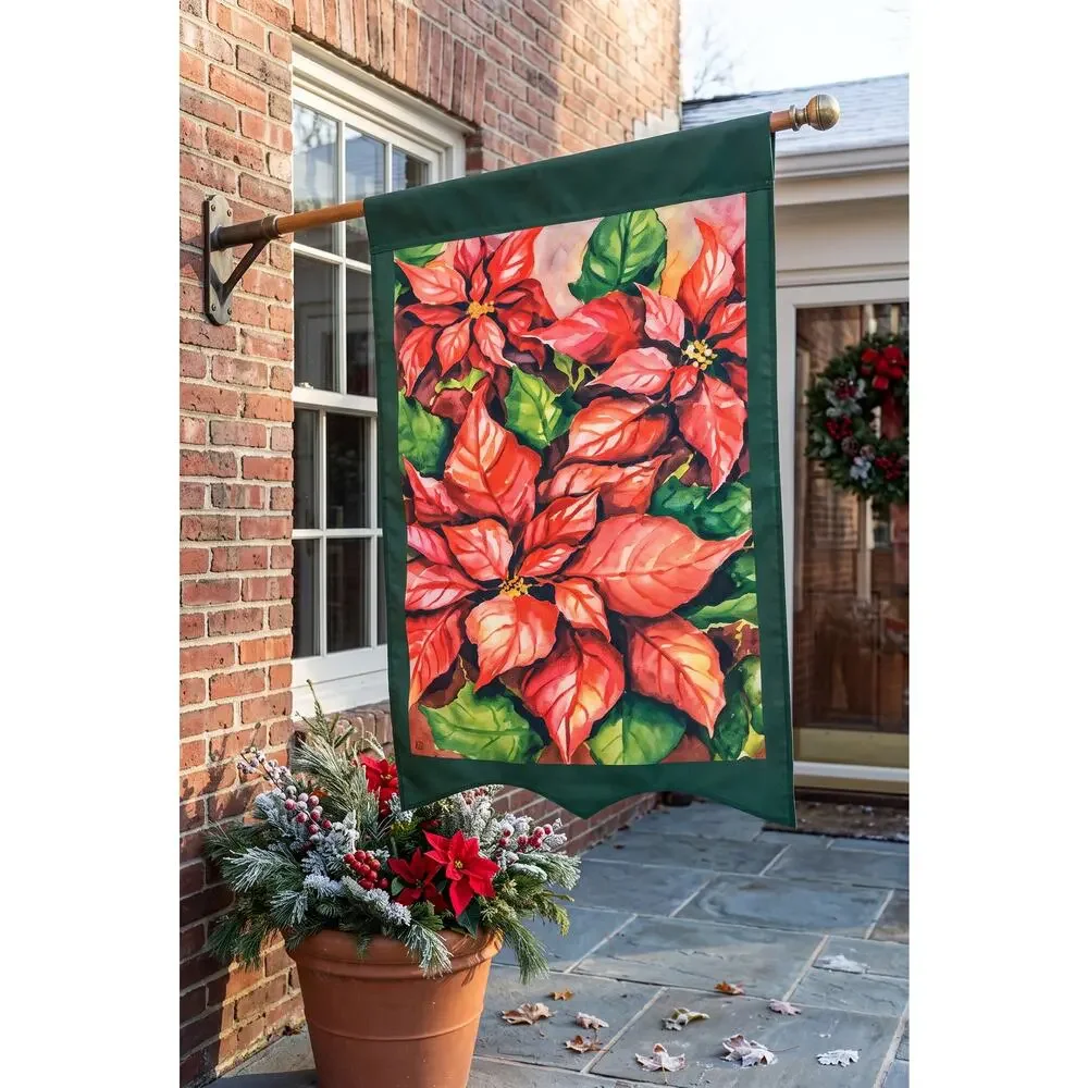 Evergreen Flags Poinsettia Outdoor Flag in Package 29